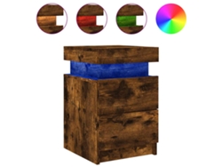 Maison Exclusive - Mesita De Noche Con Luces Led Roble Ahumado 35x39x55 Cm