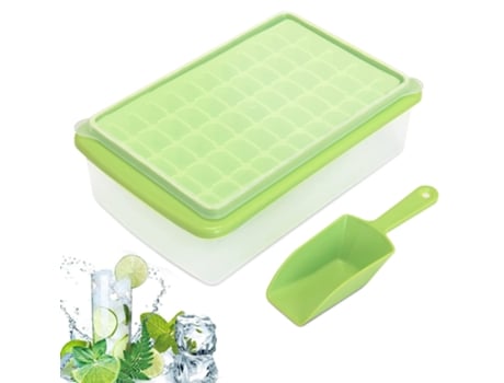 Bandeja de cubitos de hielo con tapa y recipiente para congelador. Bandeja y molde para hacer cubitos de hielo pequeños - verde