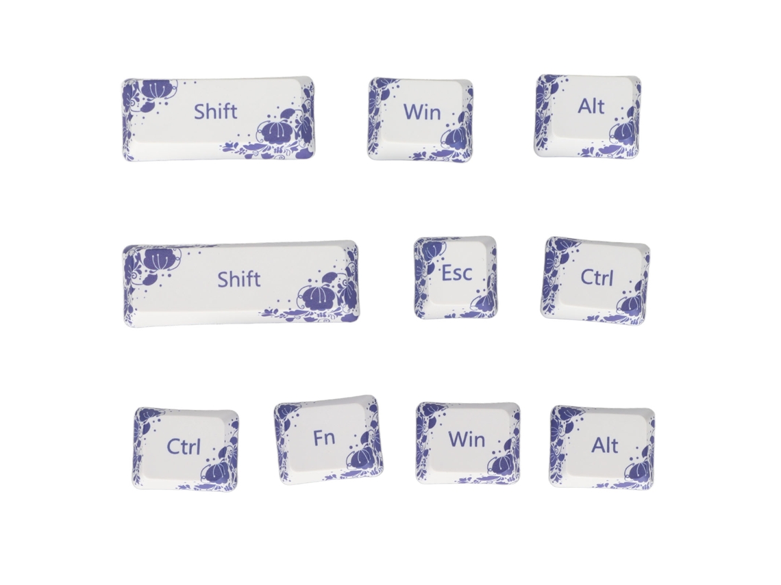 10 Teclas Pbt De Estilo Porcelana Azul Y Blanca Para Teclado Mecánico