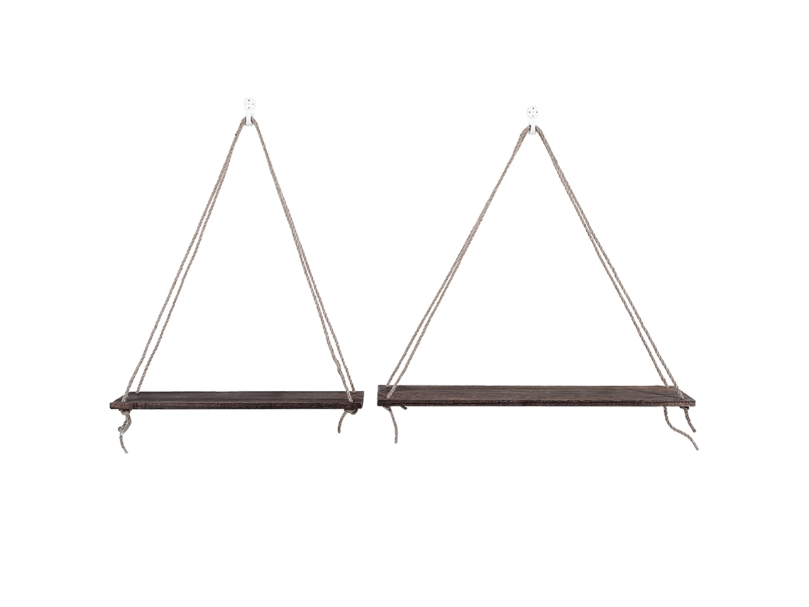 2 Estantes Flotantes De Madera Con Cuerda Para Decoración De Paredes Residenciales De Estilo Antiguo