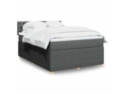 Cama Box Spring Con Colchón Tela Gris Oscuro 140x190 Cm