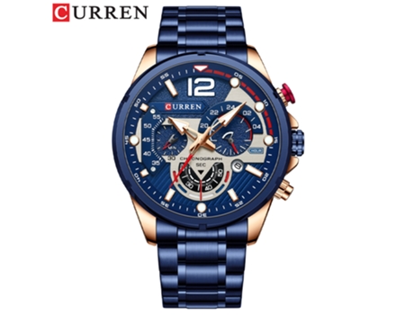 Relojes para Hombre,Reloj de Cuarzo de Acero Inoxidable Completo para Hombre Reloj de Negocios Informal de Moda-Concha Rosa Azul LUUCOZK