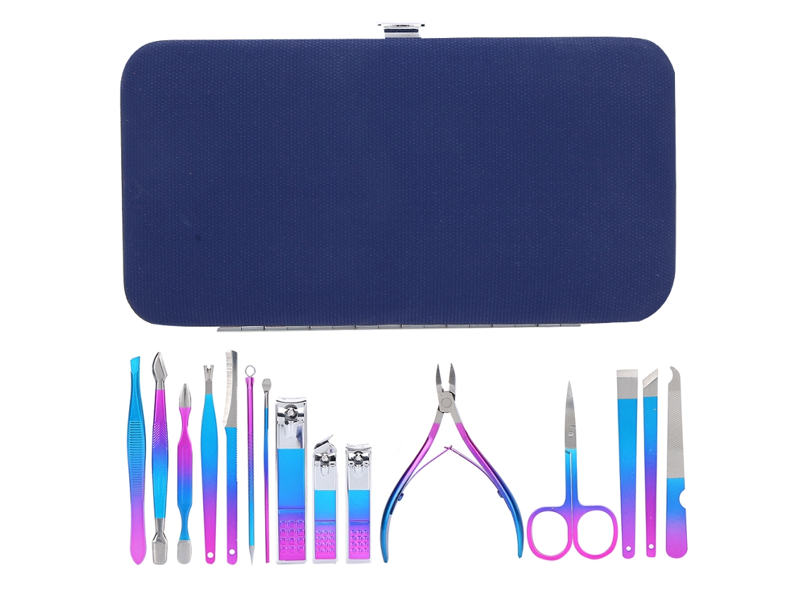 Kit De Manicura Y Pedicura Con 15 Piezas: Tijeras Para Cejas, Cortaúñas (7023d)