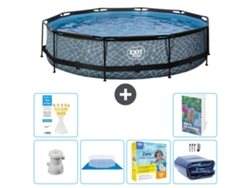 Piscina redonda Exit-toys con efecto piedra - 360x76 cm - 7 piezas S245