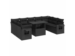 Maison Exclusive - Set De Sofás De Jardín Y Cojines 10 Pzas Ratán Sintético Negro