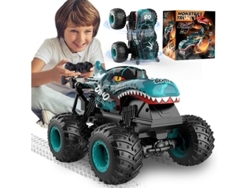 Monster Truck Toys, Monster Trucks RC de 2,4 GHz para niños, coches RC de dinosaurio giratorios de 120° con luz y música Panoona