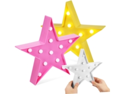 3 Luces Led En Forma De Estrella, Funcionan Con Pilas, Ideales Para Decorar Fiestas De Cumpleaños.