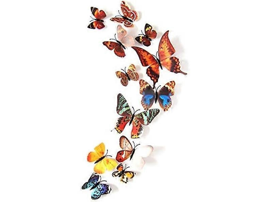 Conjunto de 12 pegatinas de pared de alta calidad con mariposas y arcoíris en 3D para decoración del hogar.