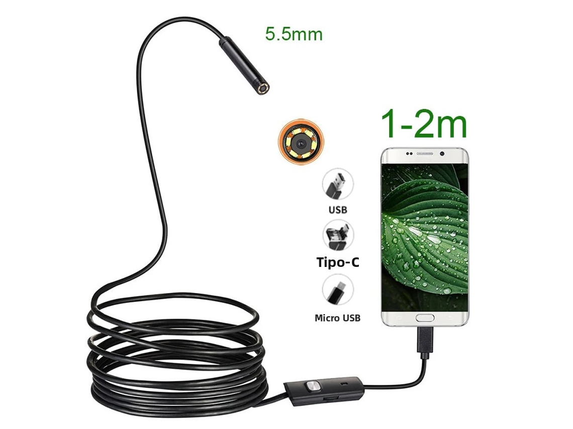 Endoscopio Android 3 En 1 De 5,5 Mm Con Usb/micro Usb/tipo C