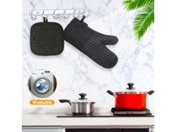 Guantes De Horno Antideslizantes Y Resistentes Al Calor, Y Fundas Para Ollas De Algodón Y Silicona, 4 Piezas.
