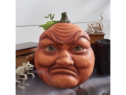Decoración De Calabaza Terrorífica De 16,8 Cm, Cabeza De Calabaza Con Expresión Grotesca Para Halloween.