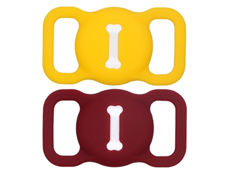 Soporte para collar de perro Airtag, soporte para collar de gato Airtag, funda de silicona para collar de gato Airtag, amarillo burdeos ZMDECQNA