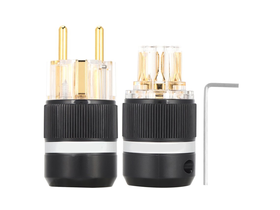 Conector De Alimentación Monosaudio Transparente De Cobre Puro Chapado En Oro De 24 Quilates, Conector De Audio