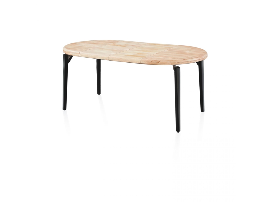 Mesa redonda extensible Padma Negro - Roble 100 x 76 x 100 cm
