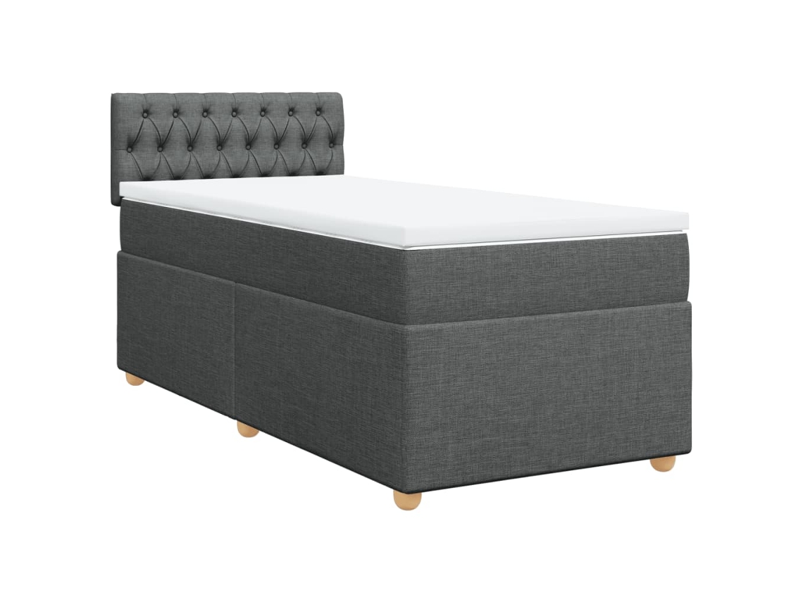Maison Exclusive - Cama Box Spring Individual Con Colchón Tela Gris Oscuro
