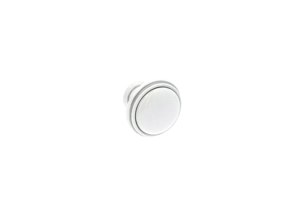 Pomo Para Muebles En Zamac Y Porcelana 35 Mm De Diámetro Pátina Real Blanco Plateado