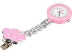 Reloj Enfermera Colgante Aleación Esfera Fácil Retráctil Entornos Laborales Pulsera Flor Rosa Leer
