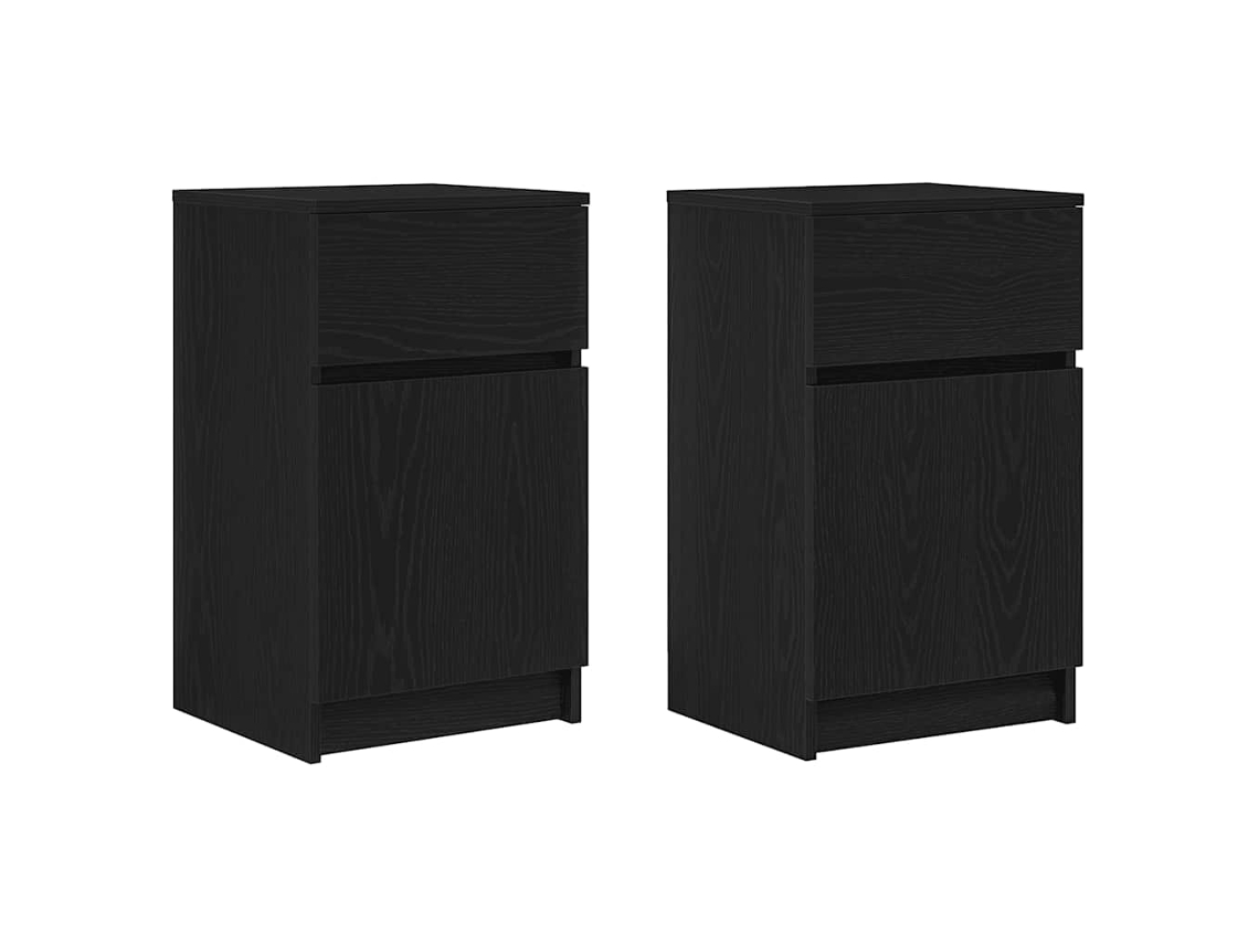 Maison Exclusive - Mesillas De Noche 2 Uds. Madera De Ingeniería Negra 39x35x65 Cm