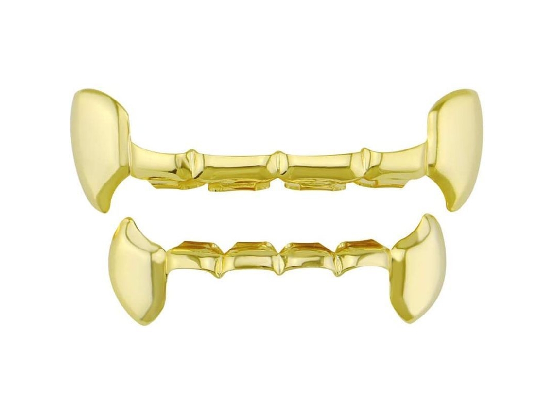 Juego De Parrillas Dentales Chapadas En Oro De 18 Quilates Con Clips De Vampiro Superiores E Inferiores Para Hombres Y Mujeres.