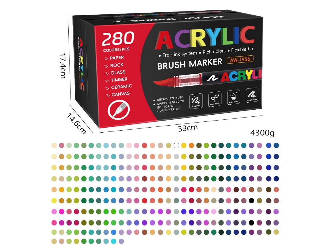 Bolígrafo de tinta acrílica con punta suave, bolígrafo de arte infantil DIY, 288 colores Gertiz
