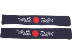 De 2 Faixas De Cabeça Ciieeo Estilo Bushido Para Treinamento Físico E Culinária, Estampa De Dragão Azul.