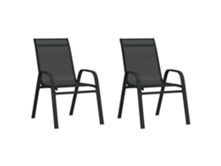 Sillas de jardín apilables DKD Home Decor de 2 piezas en textileno negro