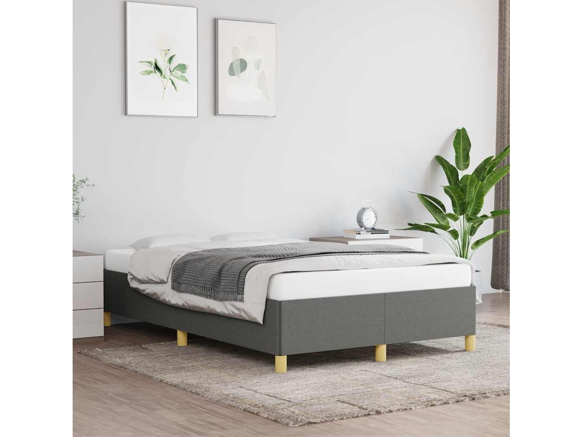Estructura De Cama Sin Colchón Tela Gris Oscuro 120x190 Cm
