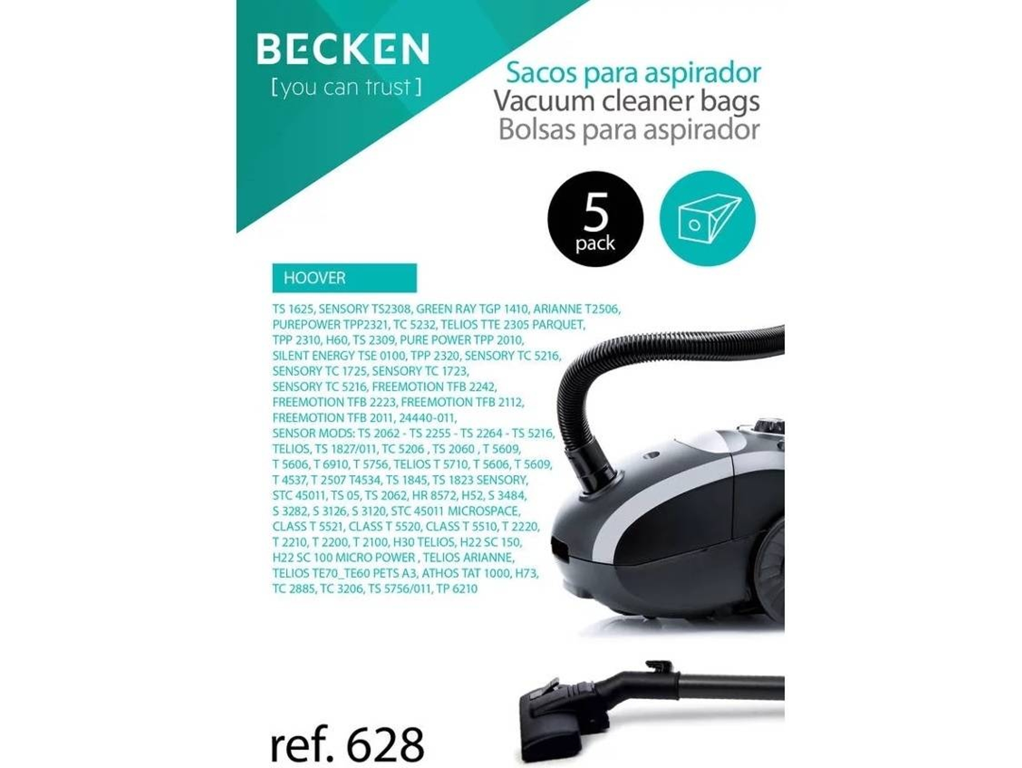 Bolsas para spirador BECKEN REFª628 (5 unidades)