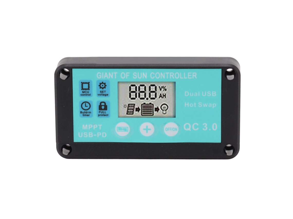 Controlador De Carga Solar Mppt De 12v/24v Y 30a Con Doble Puerto Usb Pd Qc3.0, Pantalla Y Protecciones Inteligentes.
