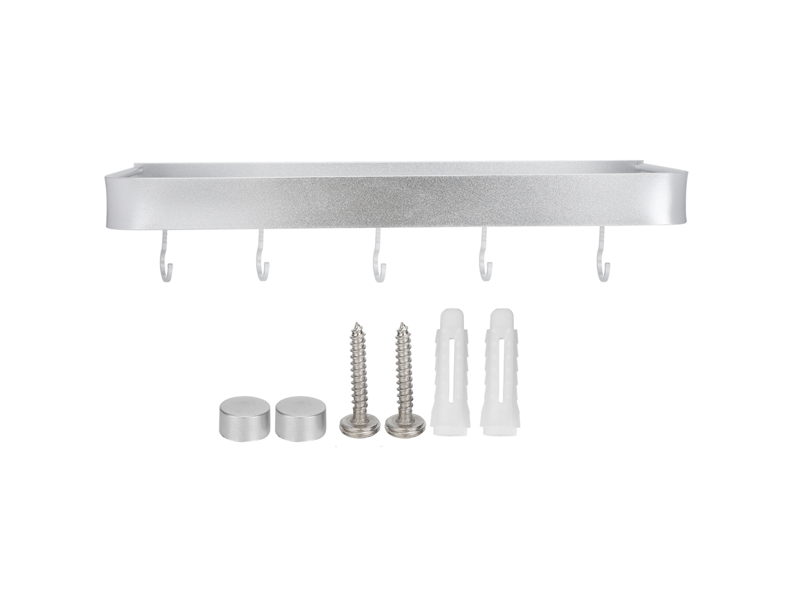 Estante de pared para baño y cocina con gancho, 40 cm