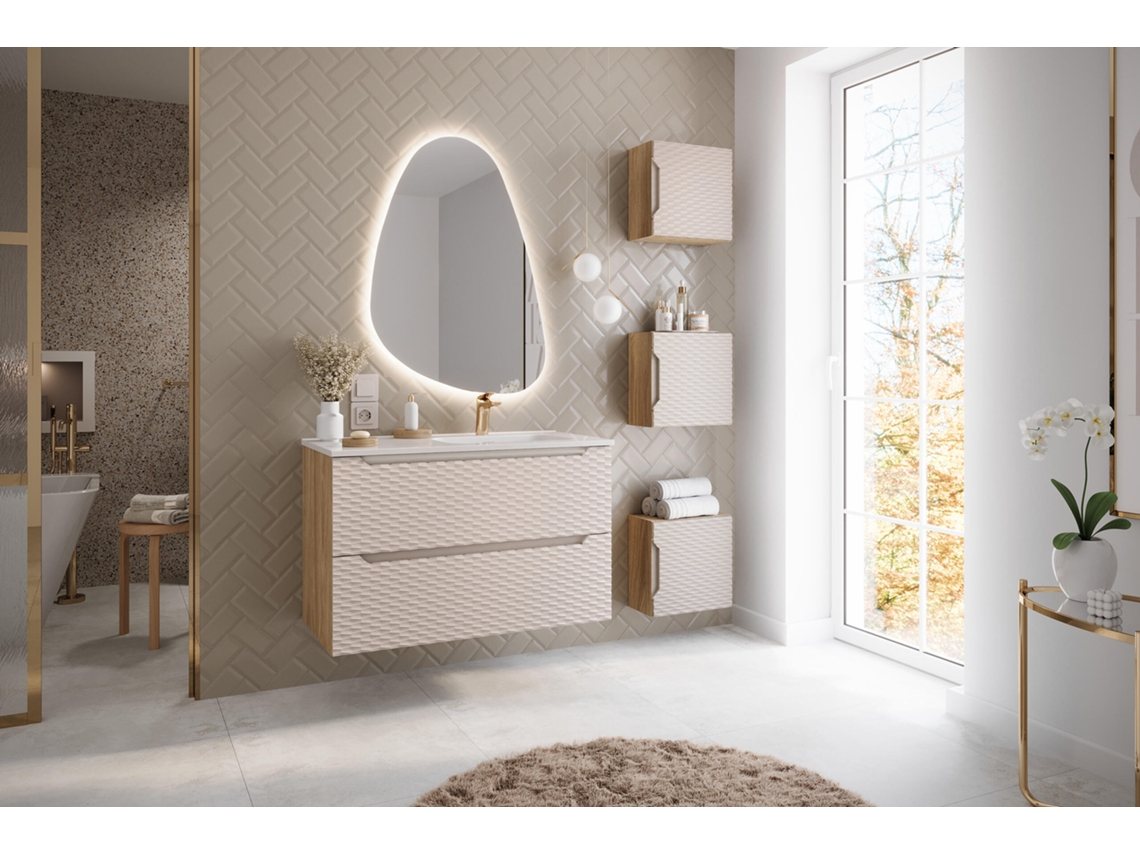 Armario Bajo Lavabos FURNLUX Ocean (Beige, Madera Contrachapada - 90X46X57 Cm)