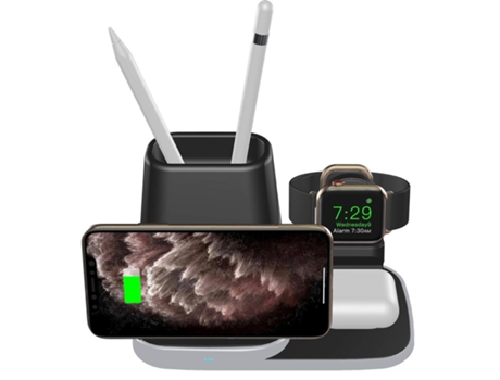 Cargador Estação Sem Relógio Usb Portátil Armazenamento Caneta para Apple, Samsung BISBISOUS Negro