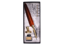Pluma De Pluma Vintage Exquisita Acero Inoxidable Escribir Suave Resistente Al Desgaste Naranja
