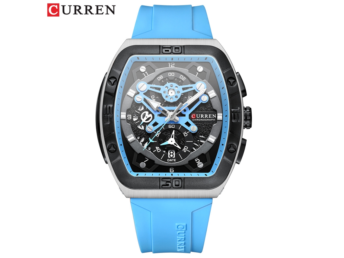 Reloj Multifuncional Creativo Con Correa, Seis Manecillas, Calendario De Cuarzo Y Resistente Al Agua Para Hombre (azul Lago)