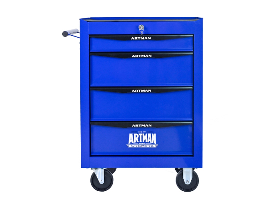 Cómoda de metal con 4 cajones, 20 rieles con rodamientos de bolas, organizador, negro/azul, Ziwei Store