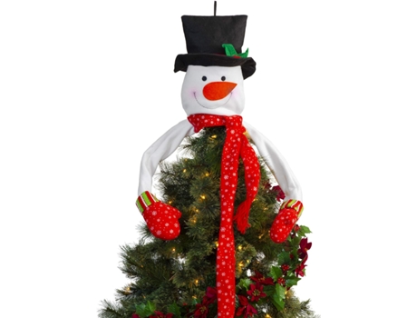 Topper del Árbol de Navidad ZMDECQNA Adorno Muñeco Nieve Decoración Adornos Navideños Caprichosos Hogar La Poliéster Blanco (23x16x8cm)