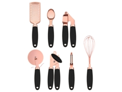 Juego de utensilios de cocina coloridos (7 piezas), utensilios de acero inoxidable recubiertos de cobre NEVEANCE