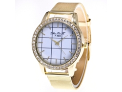 Reloj De Cuarzo Para Mujer Con Caja Delgada De Piel Sintética Color Oro Rosa Y Diamantes De Imitación Blancos.