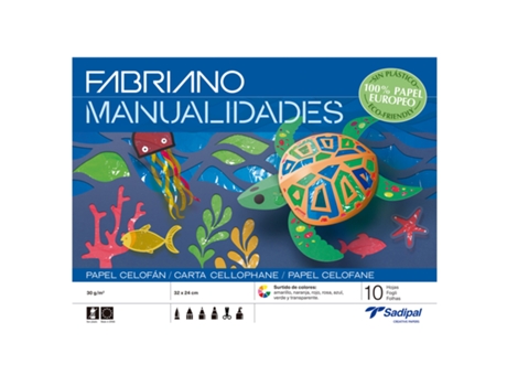 Caderno Trabalhos Manuais FABRIANO A4 Papel Transparente Celofane Cores Sortidas C/10Fl S0400006