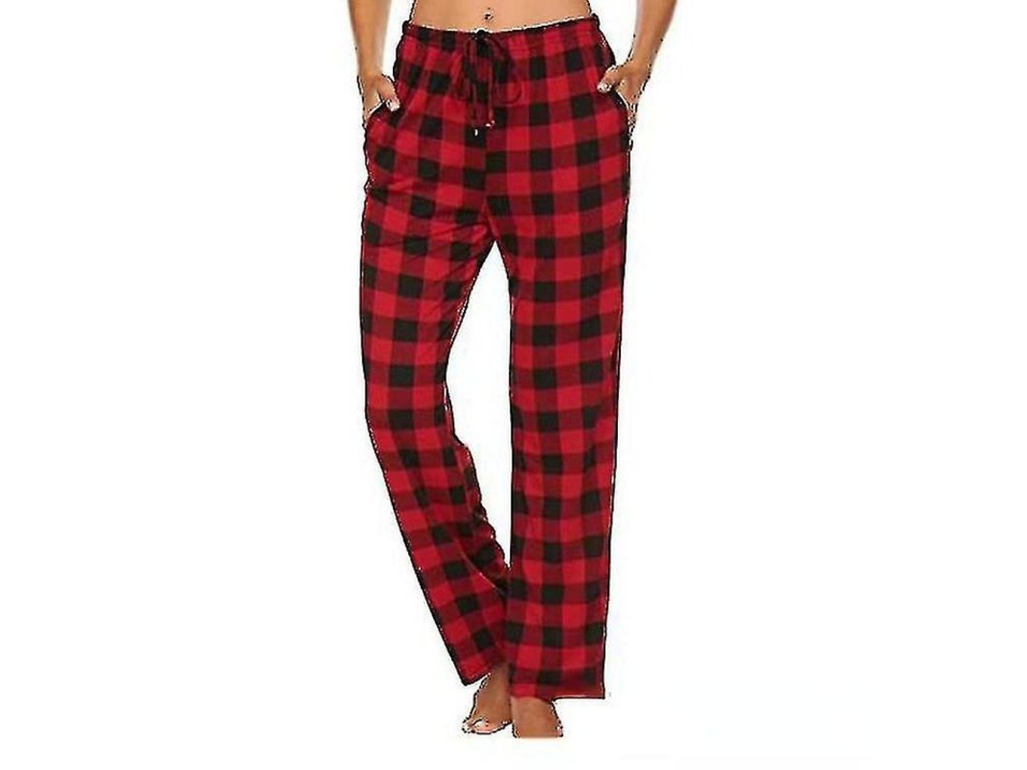 Pantalones De Pijama Para Hombre Flannel Checked Confort Suave Algodón Talla S-xl Xl Rojo