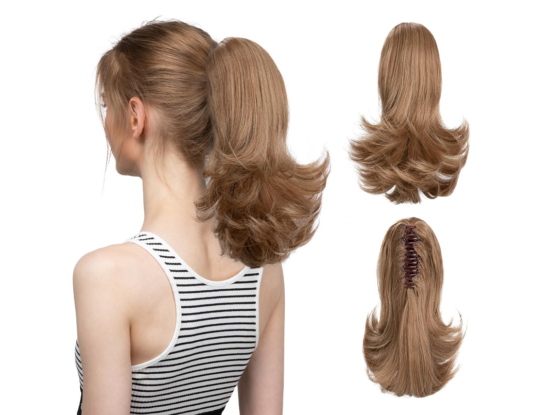Peluca, extensión de cola de caballo con clip para mujer, microrizada (estilo 6/30 cm) Gertiz