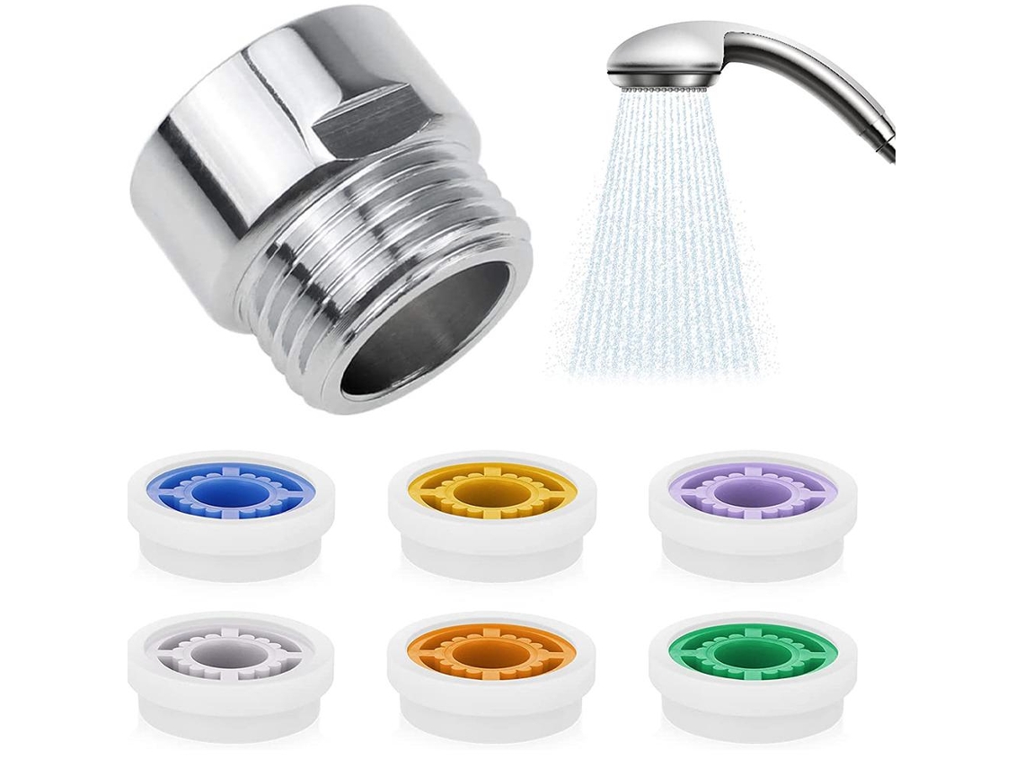 Limitador de caudal para ducha, rosca de 1/2", ahorra agua.