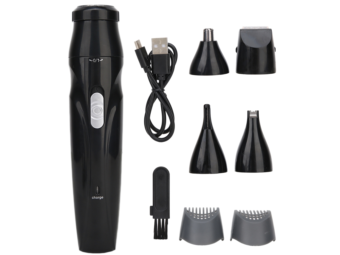 Afeitadora eléctrica USB 5 en 1 para hombre: cortapelos, recortadora de nariz y cejas.