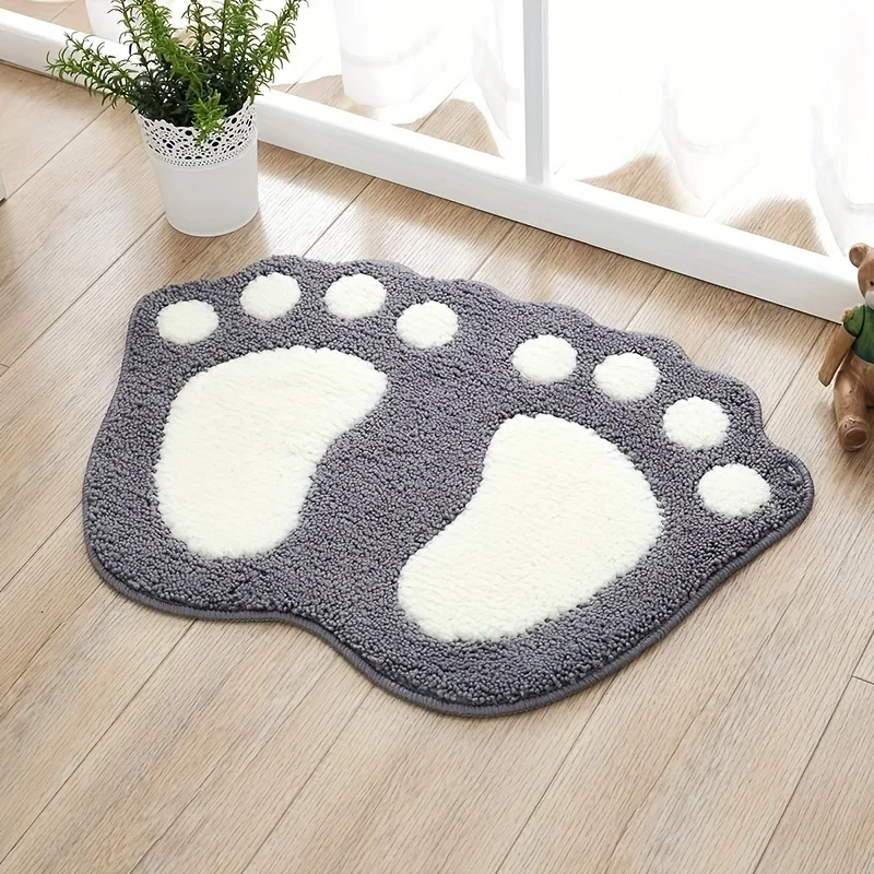 Bonita Alfombra De Baño De Felpa (gris, 50 X 80 Cm), Absorbente De Agua, De Secado Rápido Y Antideslizante.