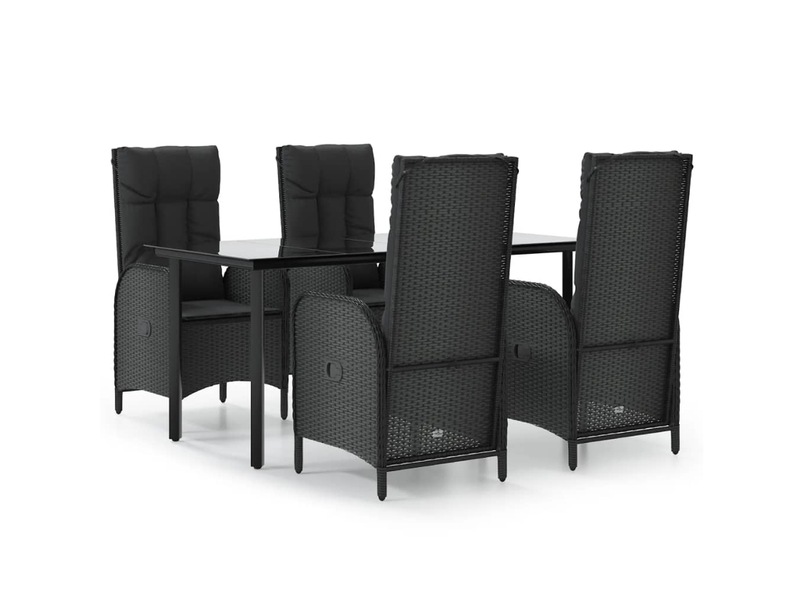 Maison Exclusive - Set De Muebles Jardín 5 Pzas Con Cojines Ratán Sintético Negro