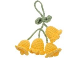 Accesorio Coche Mujer Colgante Lirio Amarillo Valles Tejido Crochet 4 Cabezas Decoración Espejo Retrovisor