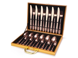 (juego De 24 Piezas - Oro Rosa) Juego De Cubiertos De Acero Inoxidable (cuchillo, Tenedor, Cuchara, Cucharilla)