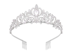 Tiara De Cristal Plateada Para Mujer Con Diamantes De Imitación, Accesorio Para El Cabello Ideal Para Fiestas, Bodas Y Regalos.