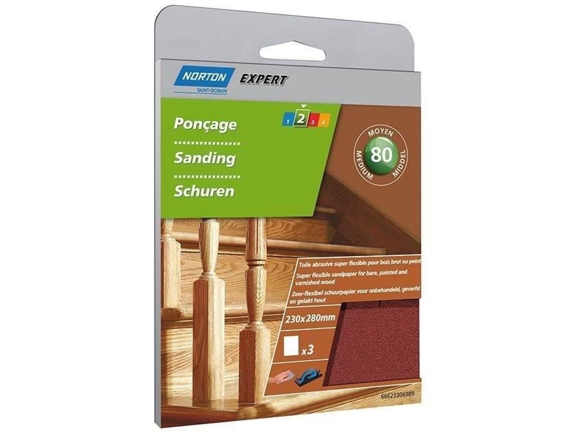 Abrasivo Norton Superflex Grano 80 Conjunto De 3 230x280mm