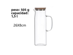 Termo de vidrio grueso con tapa de bambú y filtro reutilizable. Mdug (1,5 L)